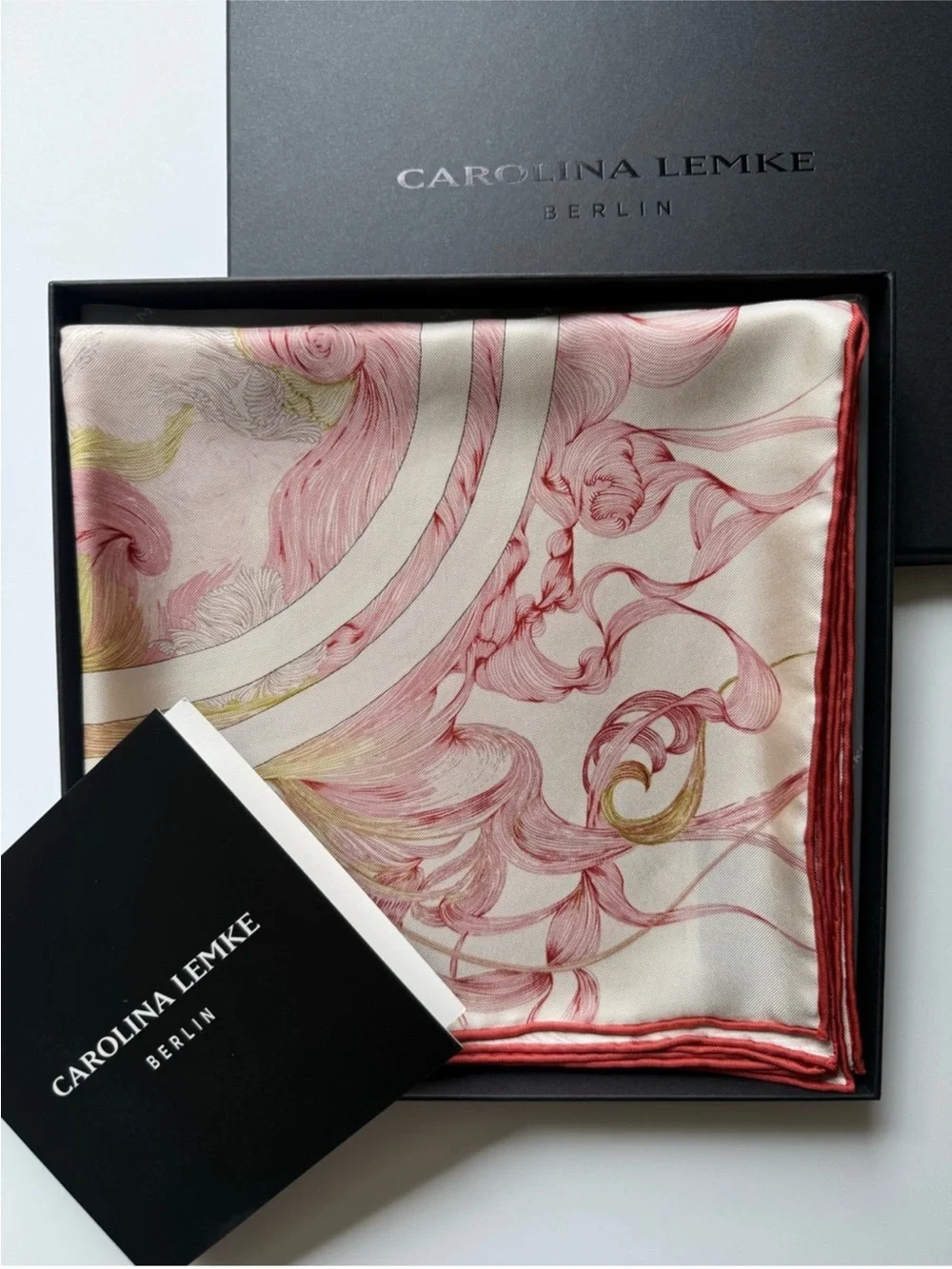 Carolina Lemke Celestial Rose Silk Scarf With Hand Rolled Edges - 045